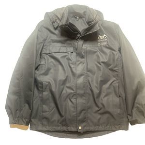 Port Authority Men’s L Herringbone Blue Logo’d Windbreaker Hooded Preowned